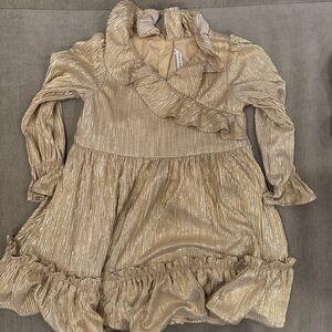 Janie & Jack Gold Ruffled Long Sleeve Dress